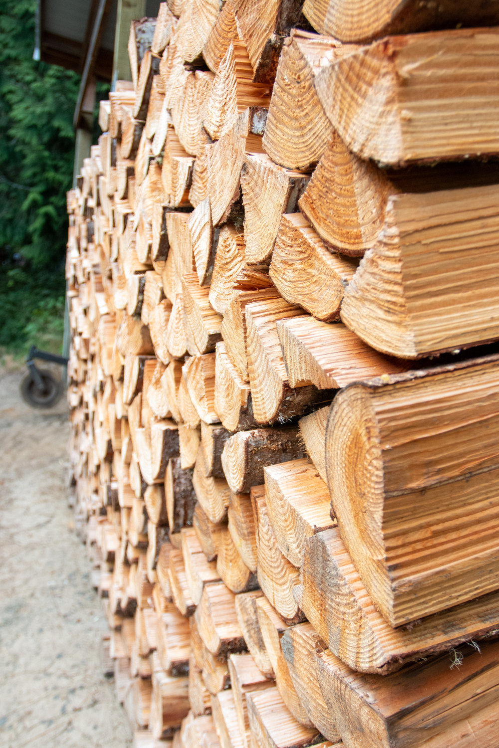 A stack on cut firewood at the Michigan Hill Farm on Salzer Valley Road.